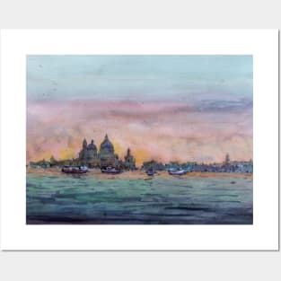 Venice sunset painting Posters and Art